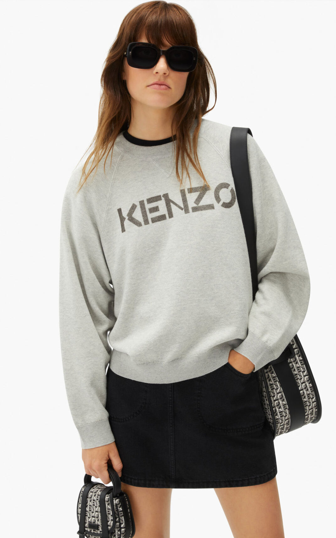 Kenzo Logo merino wool Trui Dames Grijs | 97658RITD